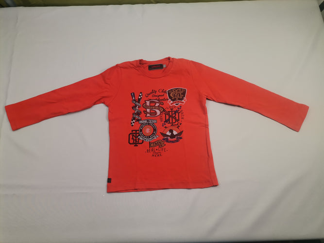 T-shirt m.l orange dessin écusson, moins cher chez Petit Kiwi