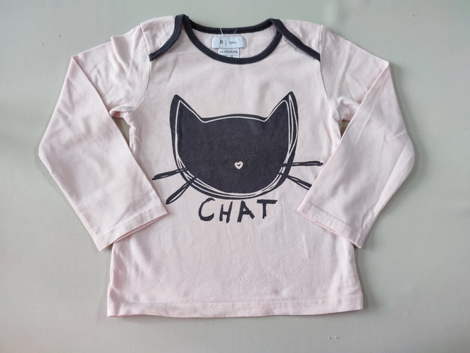 T-shirt m.l rose clair "Chat", moins cher chez Petit Kiwi