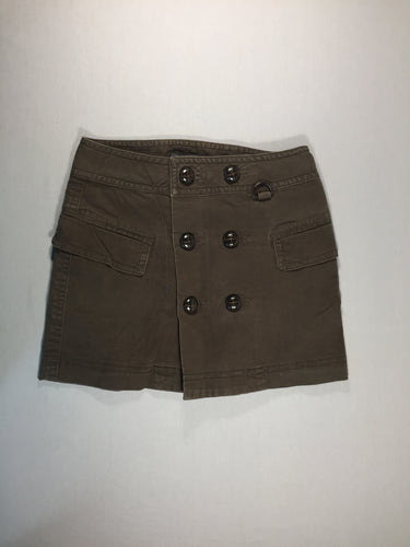 Jupe courte brune - gros boutons en cuir (36-38), moins cher chez Petit Kiwi