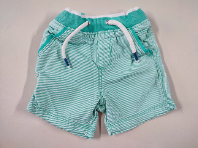 Short vert ligné blanc, moins cher chez Petit Kiwi