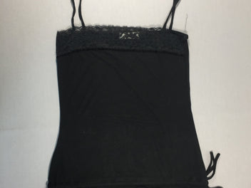 Pimkie - Top jersey noir fines bretelles  dentelle (S)