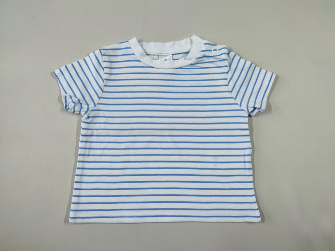T-shirt m.c blanc ligné bleu, moins cher chez Petit Kiwi