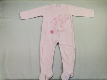 Pyjama velours rose minnie brodé pied anti-dérapant