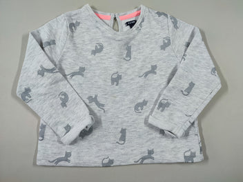 Pull gris clair chats