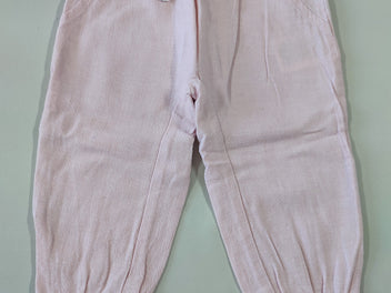 Pantalon 55% lin rose clair taille et chevilles élastiques