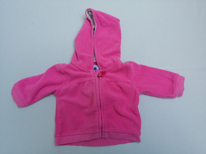 Sweat zippéà capuche polar rose, moins cher chez Petit Kiwi