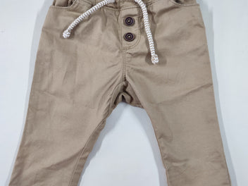 Pantalon brun clair cordon blanc/brun