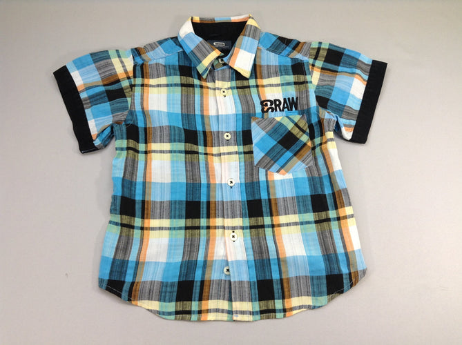 Chemise m.c turquoise/jaune/orange Raw, moins cher chez Petit Kiwi