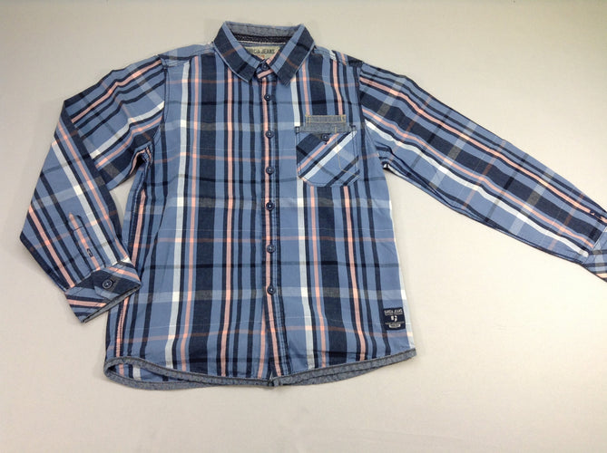 Chemise m.l bleue carreaux, moins cher chez Petit Kiwi