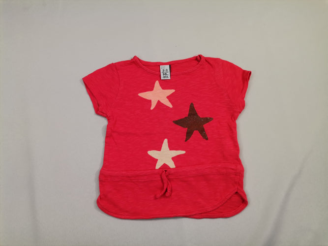 T-shirt m.c rouge étoiles ceinture, moins cher chez Petit Kiwi