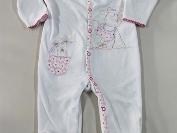 Pyjama velours blanc Lola la vache fleurs