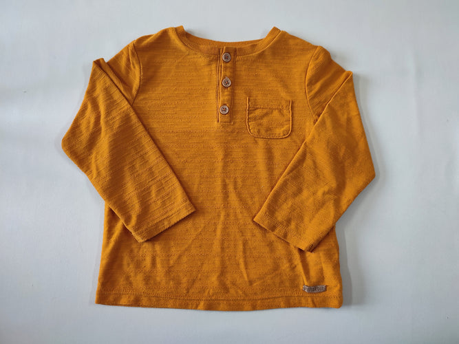 T-shirt m.l jaune ocre texturé poche 3 boutons (bouloché), moins cher chez Petit Kiwi