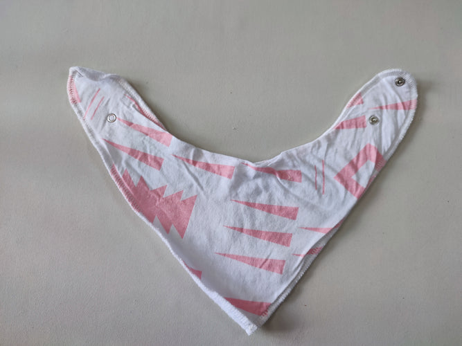 Bavoir bandana blanc formes roses, moins cher chez Petit Kiwi