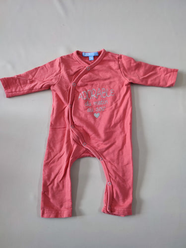 Pyjama molleton rose sans pieds "Adorable du matin au soir", moins cher chez Petit Kiwi