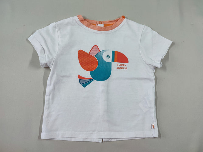 T-shirt m.c blanc toucan "Happy jungle", moins cher chez Petit Kiwi