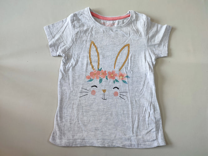 T-shirt m.c gris clair lapin paillettes, moins cher chez Petit Kiwi