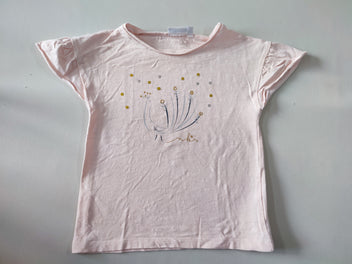 T-shirt m.c rose clair paon sequins paillettes