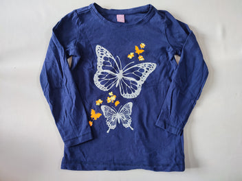 T-shirt m.l bleu marine papillons en paillettes, Dopodopo