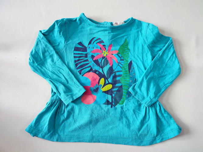 T-shirt m.l turquoise feuilles fleurs, moins cher chez Petit Kiwi