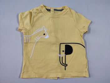 T-shirt m.c jaune broderie éléphant et zèbre