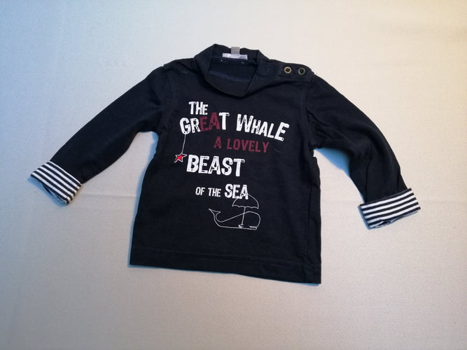 T-shirt m.l col montant bleu marine baleine, moins cher chez Petit Kiwi