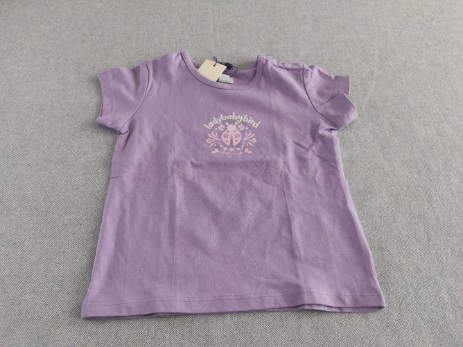 NEUF T-shirt m.c lavende coccinelle "ladybabybird", moins cher chez Petit Kiwi