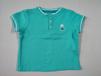 T-shirt m.c coton piqué vert 3 boutons