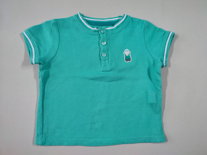 T-shirt m.c coton piqué vert 3 boutons, moins cher chez Petit Kiwi