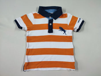 Polo m.c ligné blanc/orange