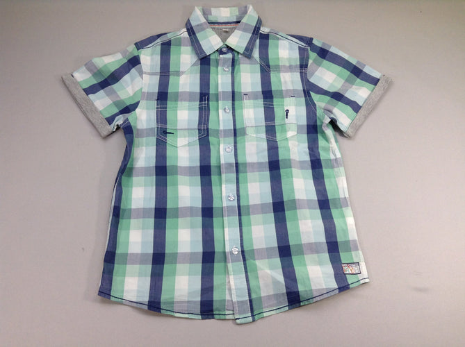 Chemise m.c carreaux blanc/vert/bleu, moins cher chez Petit Kiwi