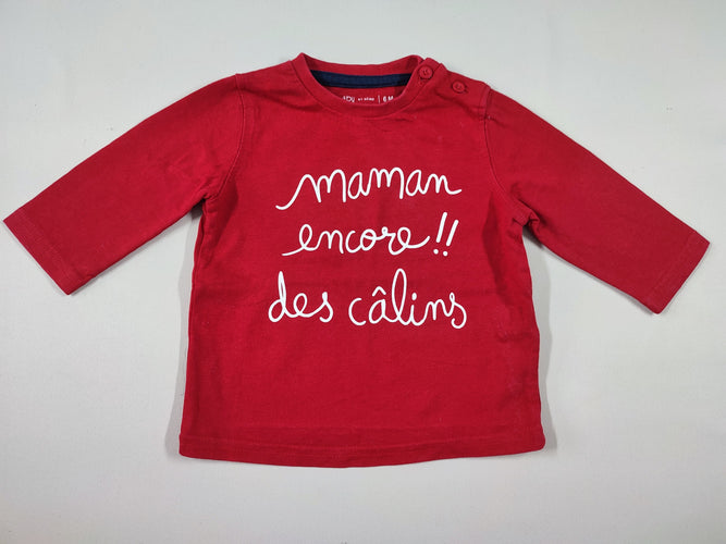 T-shirt m.l rouge "Maman encore!! des câlins", moins cher chez Petit Kiwi