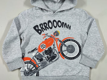 Sweat à capuche gris moto 