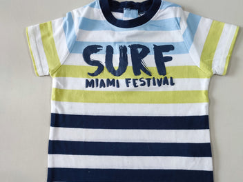 T-shirt m.c blanc rayé Surf Miami festival