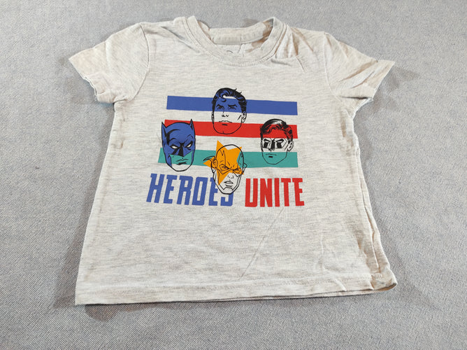 T-shirt m.c gris clair flammé personnage Mar.vel  "Heroes unite", moins cher chez Petit Kiwi