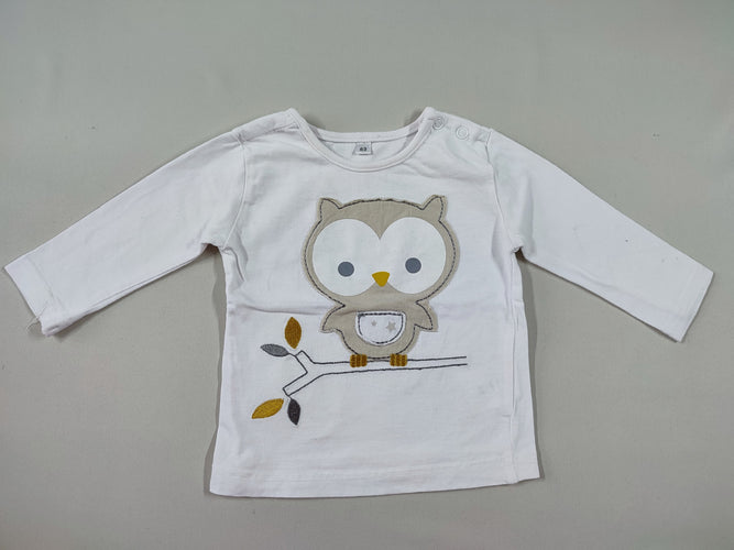 T-shirt m.l blanc hibou, moins cher chez Petit Kiwi