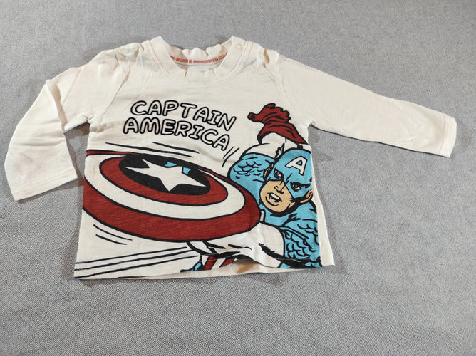 T-shirt m.l blanc "Captain America", moins cher chez Petit Kiwi