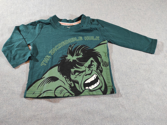 T-shirt m.l bleu canard Hulk "the incredible Hulk", moins cher chez Petit Kiwi