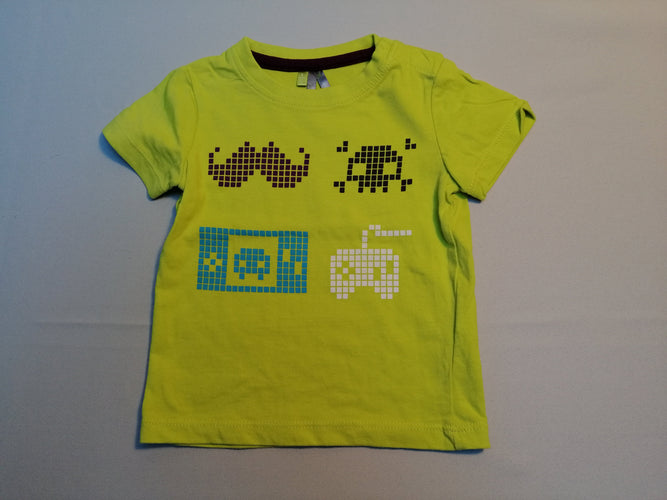 T-shirt m.c vert carrés jeu vidéo, moins cher chez Petit Kiwi