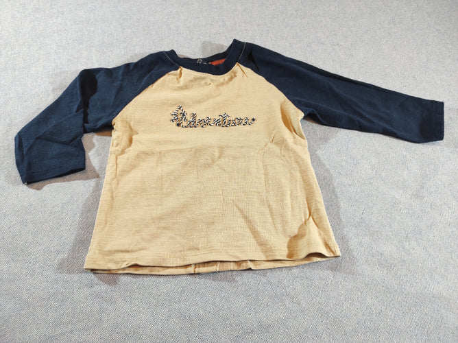 T-shirt m.l bleu marine, beige flammé"Adventure", moins cher chez Petit Kiwi