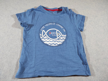 T-shirt m.c bleu, poisson, 
