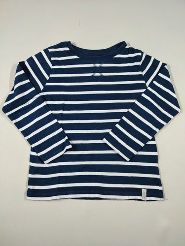 T-shirt m.l ligné blanc/bleu marine, moins cher chez Petit Kiwi