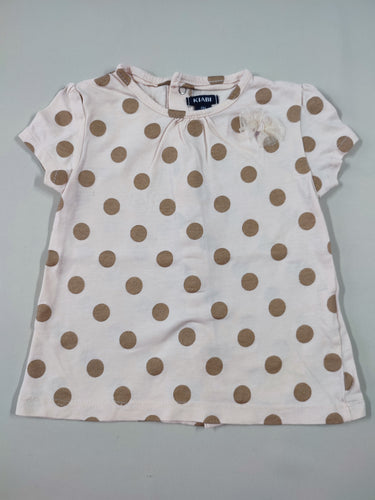 T-shirt m.c rose clair pois doré noeud en tulle, moins cher chez Petit Kiwi