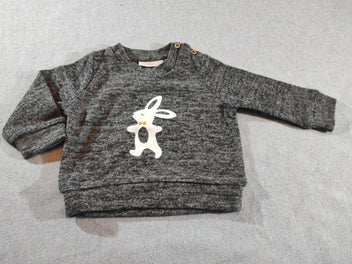 Pull anthracite chiné, lapin blanc