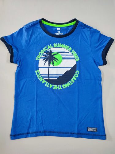 T-shirt m.c bleu palmier "Tropical summer vibes", moins cher chez Petit Kiwi