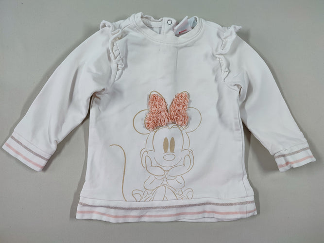 Sweat blanc Minnie noeud en tulle, moins cher chez Petit Kiwi