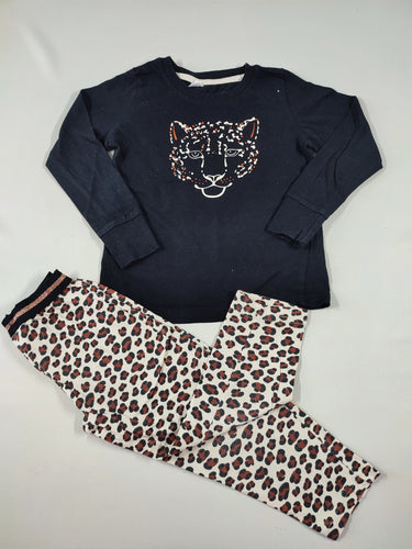 Pyjama m.l noir tête de léopard + Legging beige motif léopard, moins cher chez Petit Kiwi