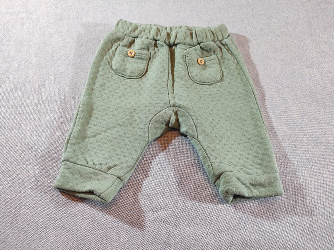 Pantalon molleton gauffré vert d'eau, moins cher chez Petit Kiwi