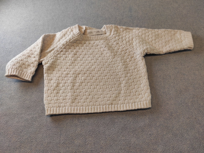 Pull blanc tricot, moins cher chez Petit Kiwi