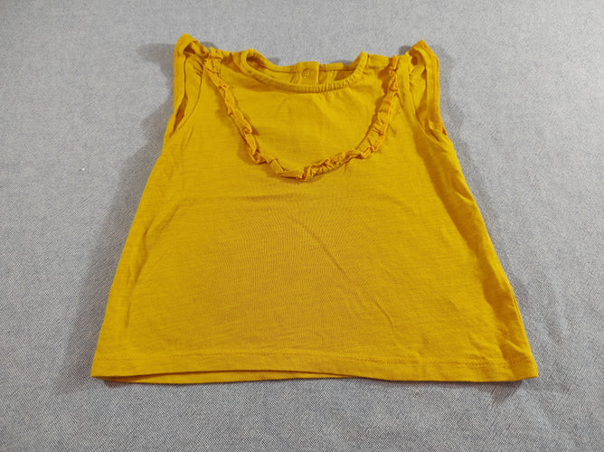 T-shirt m.c jaune avec volants, moins cher chez Petit Kiwi