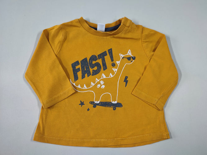 T-shirt m.l moutarde dinosaure "Fast!", moins cher chez Petit Kiwi